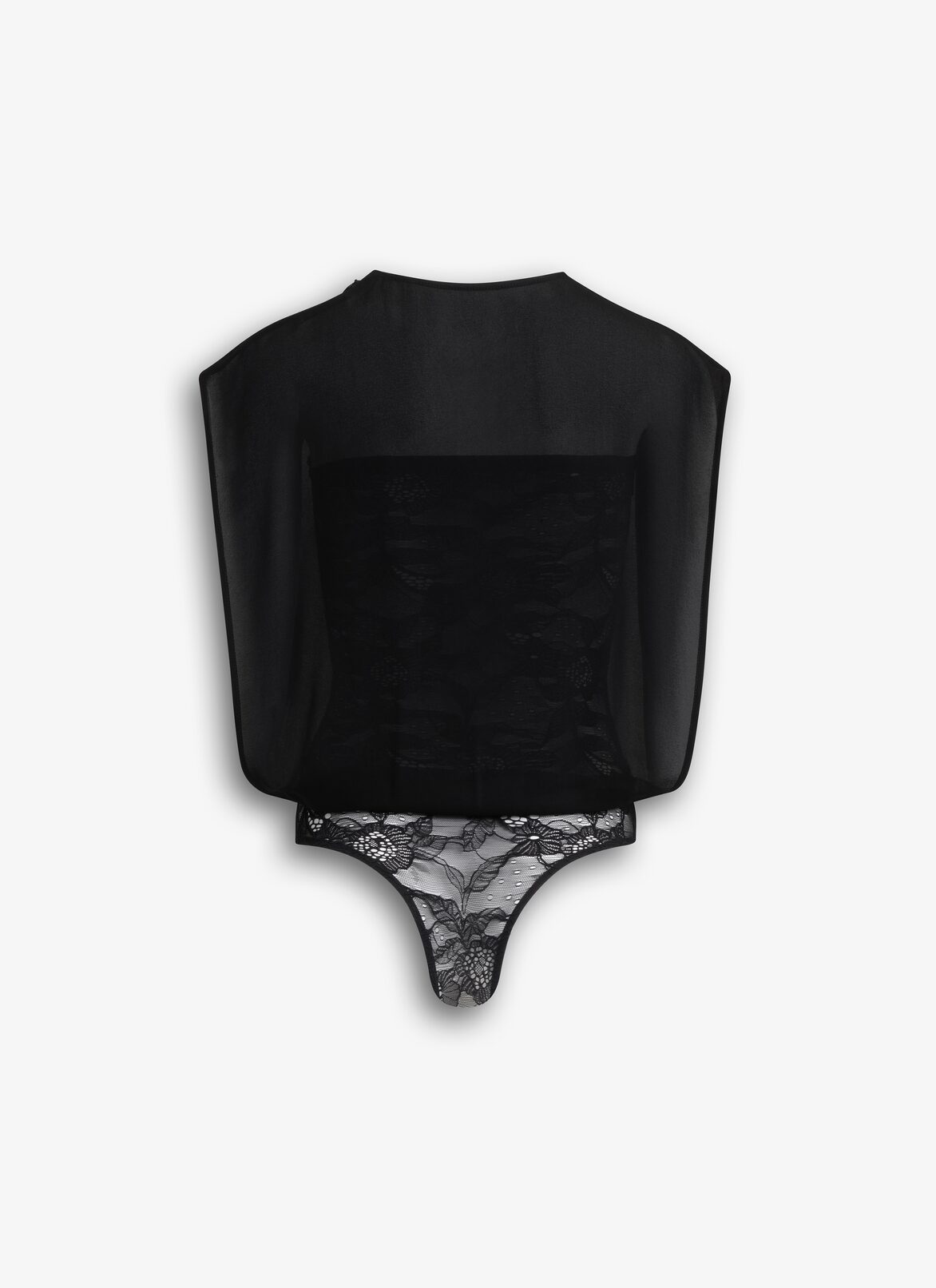 GEORGETTE BODYSUIT TOP ALAÏA BLACK GEORGETTE BODYSUIT TOP